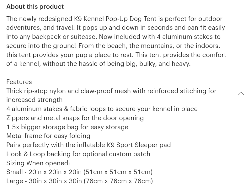 Doggy pop up tent